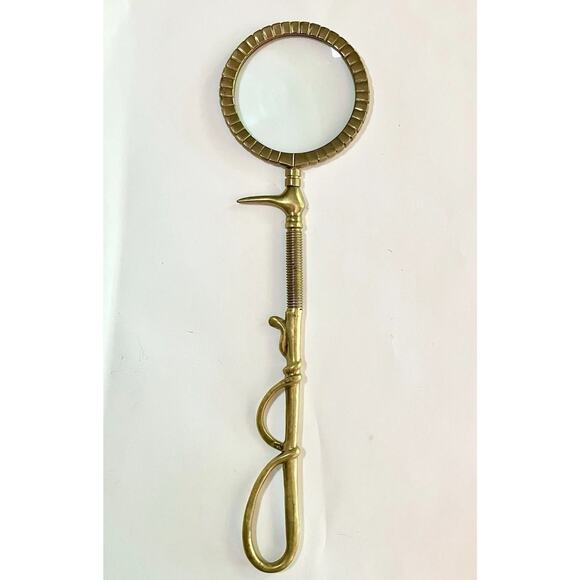 Vintage Solid Brass Magnifying Glass 13” Antique Victorian Lorgnette Spectacle - Picture 1 of 5